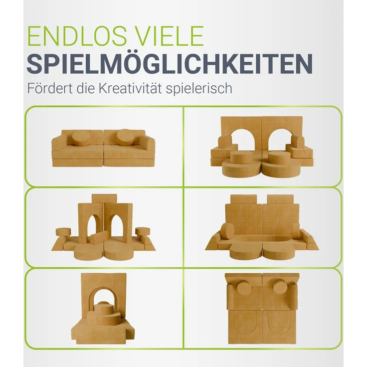 Juskys Kindersofa Kayo –Cord, modular & weich, Sofa für Kinderzimmer & Spielzimmer, sicher, flexibel, pflegeleicht, mit abnehmbaren Bezügen – Gelb – Bild 4