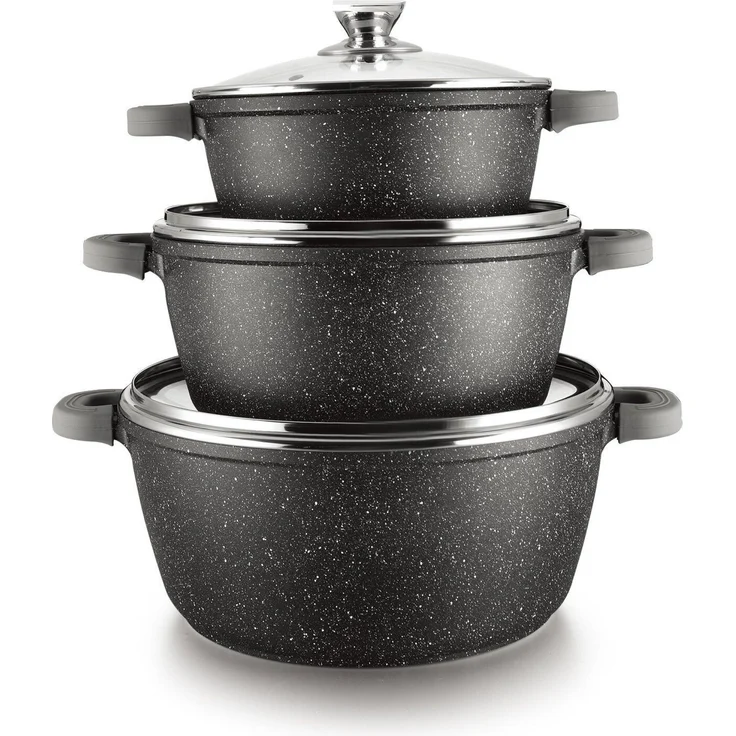 Cheffinger 6-tlg. Kochtopfset 24-28-32CM Topf Induktion Alu Guss Pfanne – Bild 2