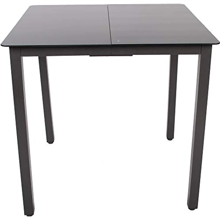 MID.YOU Gartentisch, quadratisch, 80x73x80 cm, Schwarz, aus Aluminium und ESG-Glas, platzsparend für den Außenbereich – Bild 2