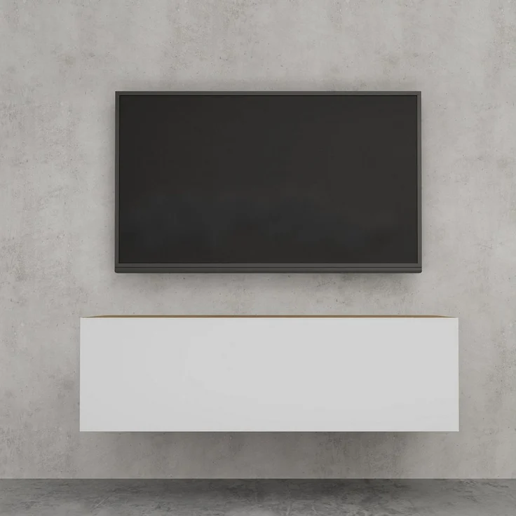 doporro Lowboard, Holz, Kerneiche und Matt Weiß, 100 cm – Bild 3