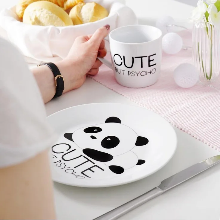 Geda Labels GmbH Frühstücksteller Panda Cute, (1 St), Weiß, 20cm, spülmaschinengeeignet
