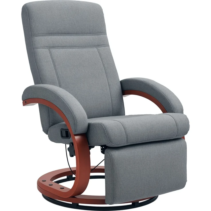 MELAYR, Relaxsessel mit klappbarer Fußstütze, drehbar, neigbare Lehne, Leinenoptik, bis 140 kg, Grau, 86 x 68 x 100 cm – Bild 1