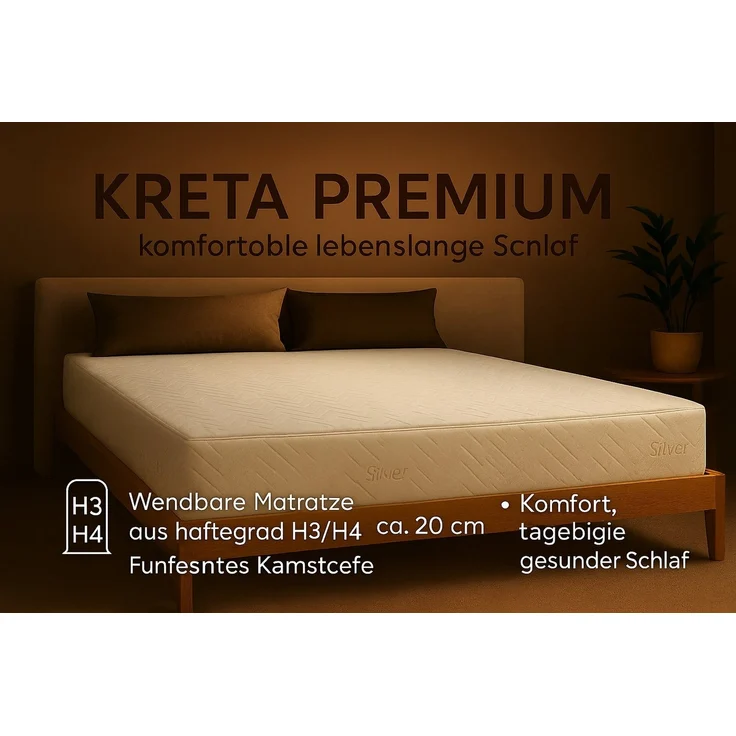 Taschenfederkernmatratze KRETA PREMIUM stabil und komfortabel schlafen, Kaiser Möbel, (Einzelartikel, Einzeln erhältlich), Matratze mit doppelter Kokosschicht, H3/H4 fest & sehr fest – Bild 3