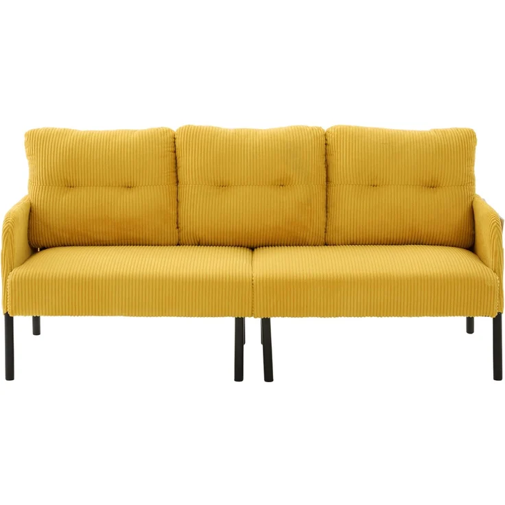 LVHOM 3-Sitzer Sofa mit Metallsockel, Polstersofa mit Seitentaschen, Loungesofa aus Cordstoff, Ergonomisches Stoffsofa, 171x72x80cm – Bild 2