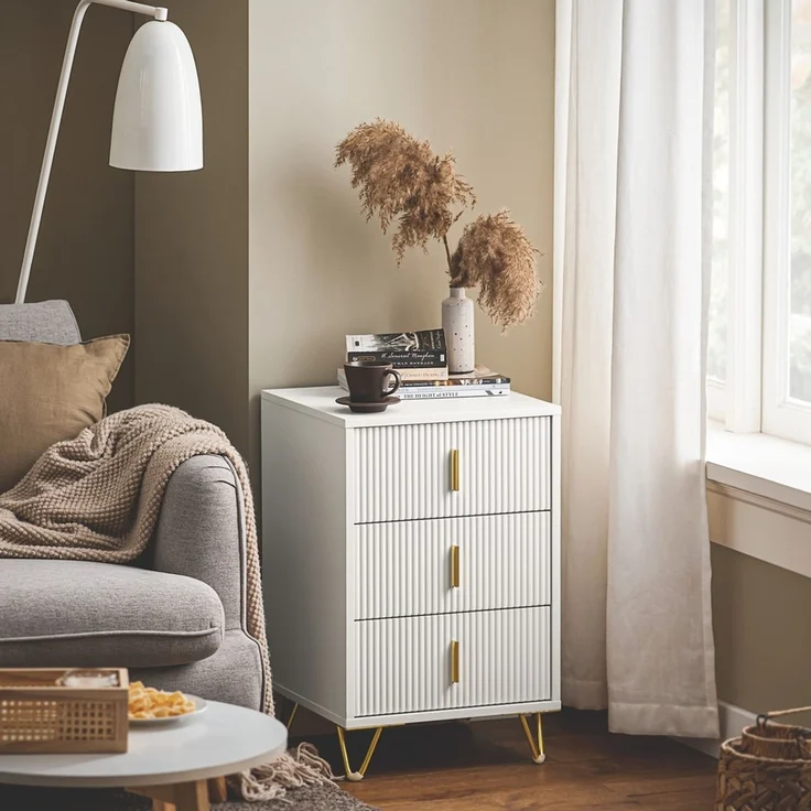 SoBuy FBT115-L-W Nachttisch, MDF, Melamin, Weiß, 40 x 63 x 36 cm – Bild 2