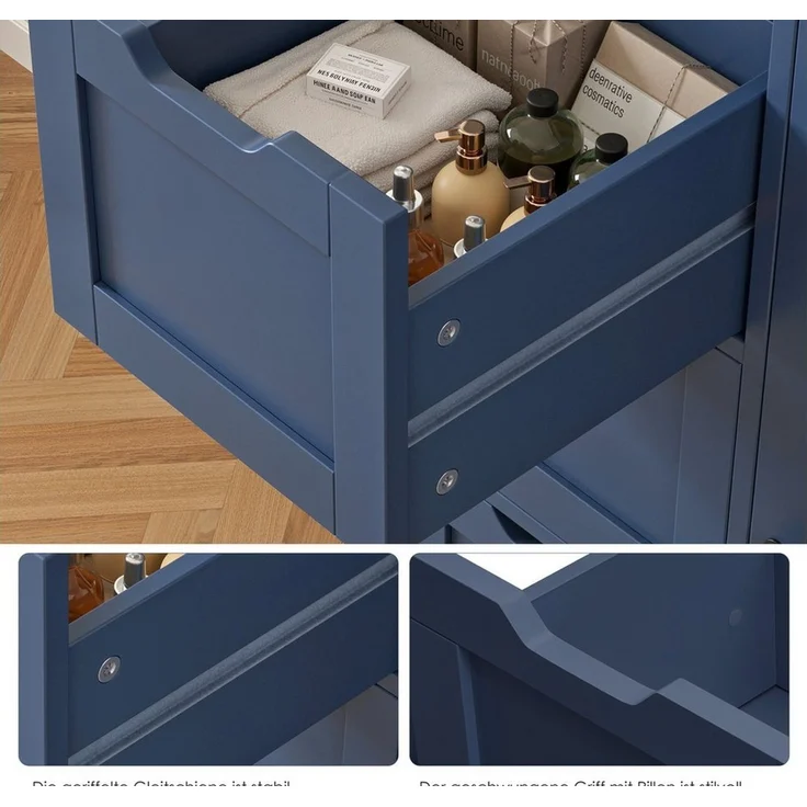 HOMECHO Hochschrank Badezimmerschrank mit 3 Türen und 3 Schubladen – Bild 4