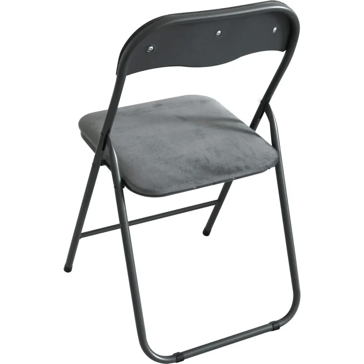 Metall Klappstuhl mit Samtbezug grau gepolstert Beistellstuhl Camping – Bild 4