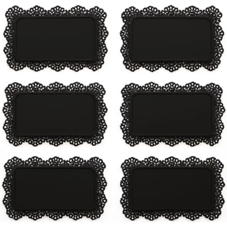 Jungengel Tablett 6x Set Serviertablett Servierplatte Schwarz Matt Teetablett, Metall, (6-tlg), Spitzenverzierter Serviertablett-Satz, Metall, Vintage Design