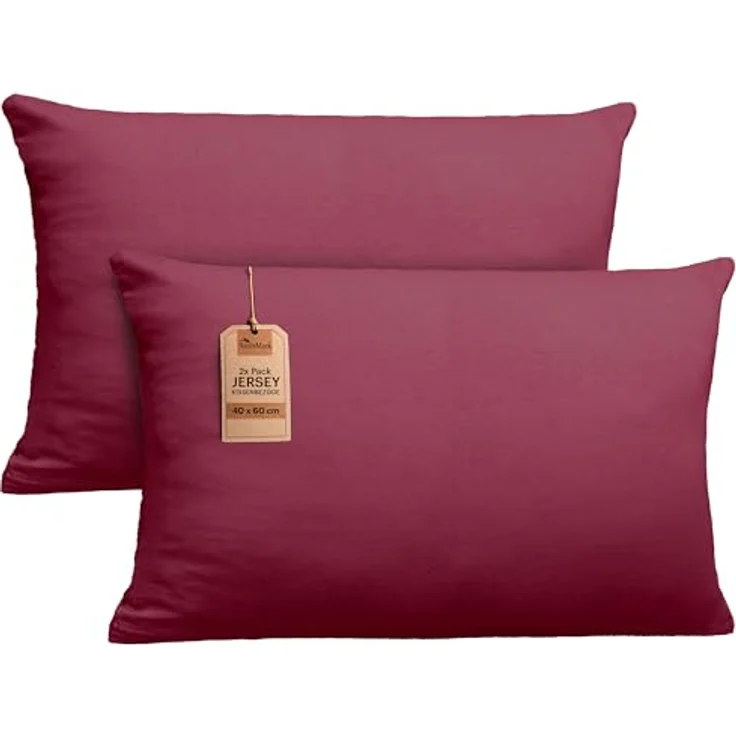 NatureMark 2er Pack Jersey Kissenbezug Kissenhülle Kissenbezüge Seitenschläferkissen Nackenkissen viele Größen und Farben ÖKO-TEX (40x60 cm (Nackenkissen geeignet), Bordeaux rot) – Bild 2