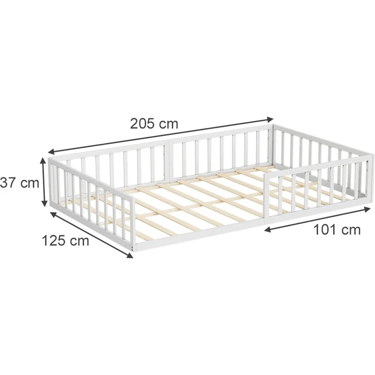 Bodenbett aus Metall Minno Weiß 205 x 125 cm ohne Matratze Vitalispa – Bild 2