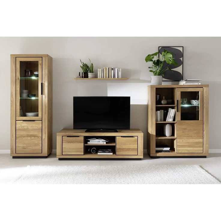 Lowboard >GRENO< in natur geölt, Wildeiche teilmassiv - 163x52x54cm (BxHxT) – Bild 6