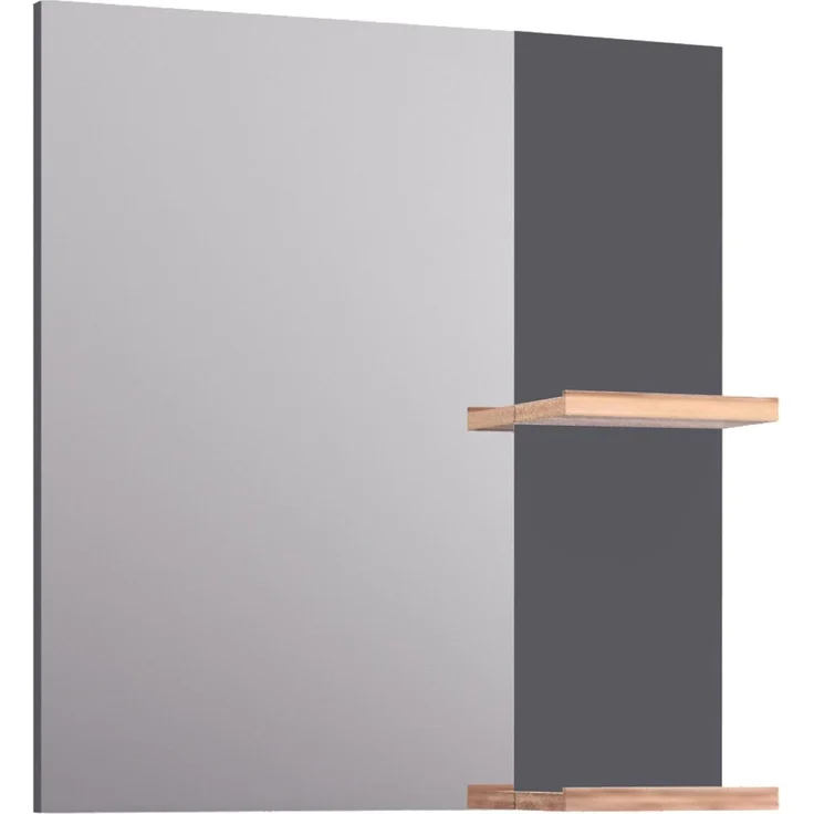 BADEDU HIERA Spiegel 59 cm breit, Anthrazit, zwei Ablagen – Bild 1
