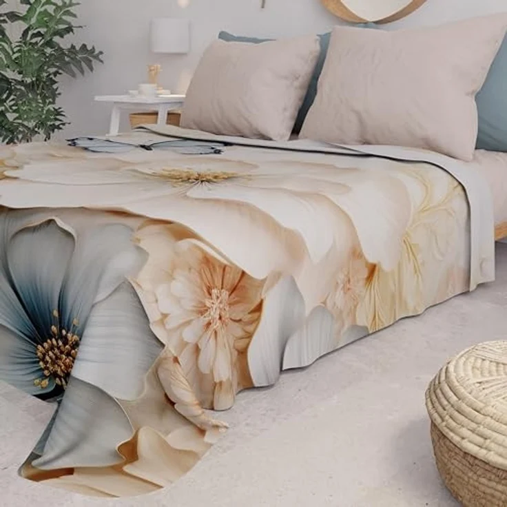 PETTI Artigiani Italiani - Sofaüberwurf aus Mikrofaser, 260x270 cm, Blumenmuster Mariposa | Mehrzweck-Überwurf für Sofas, Tagesdecke und Tischdecken | Schutzüberwurf waschbar – Bild 4