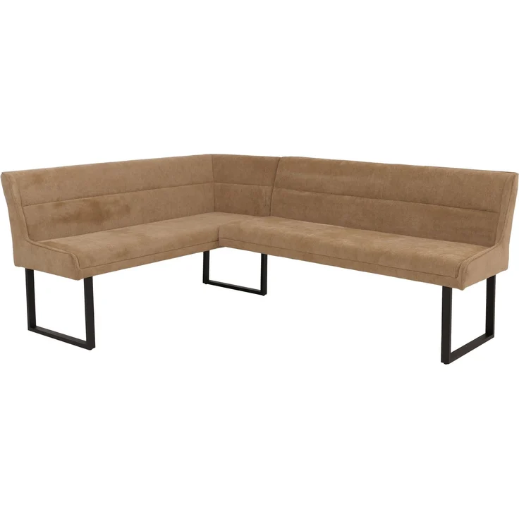 Eckbank HWC-O81, Esszimmerbank Bank, Öko-Tex (310g/m²) Chenille Stoff/Textil Metall 159x210cm ~ hellbraun – Bild 9