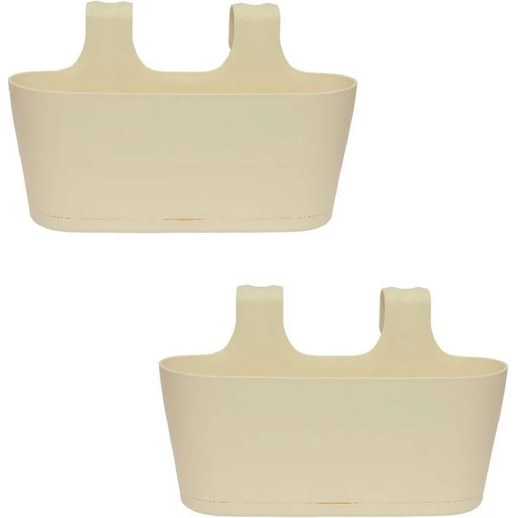 Engelland Blumenkasten Blumentopf zum Hängen (Vorteils-Set, 2 St, Fassungsvermögen je Topf 5,5 Liter), UV-Beständig, Frostbeständig, Wasserauffangschalen – Bild 1