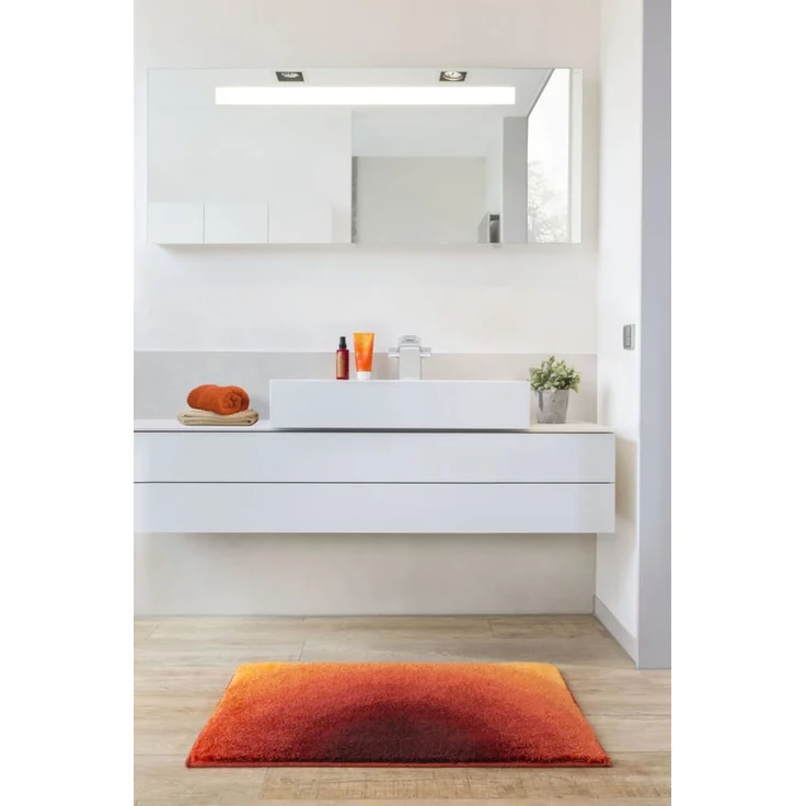 Badematte >SUNSHINE< in orange, 100% Polyacryl SUPERSOFT - 100 x 60 x 2,4 cm (LxBxH) – Bild 2