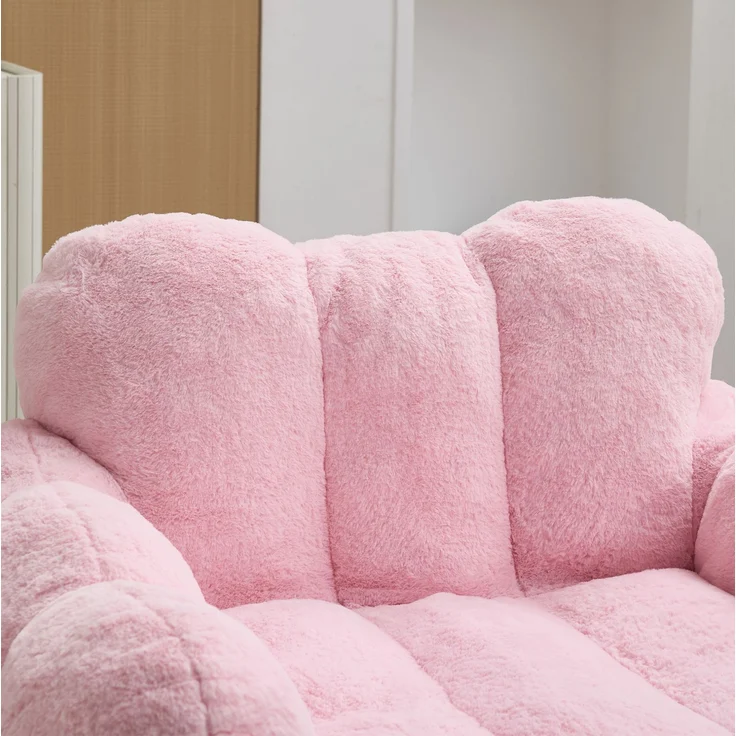 Sitzsack Rosa, 90cm×105cm×75cm – lotusförmiges Bodensofa aus weichem Plüsch – Bild 2