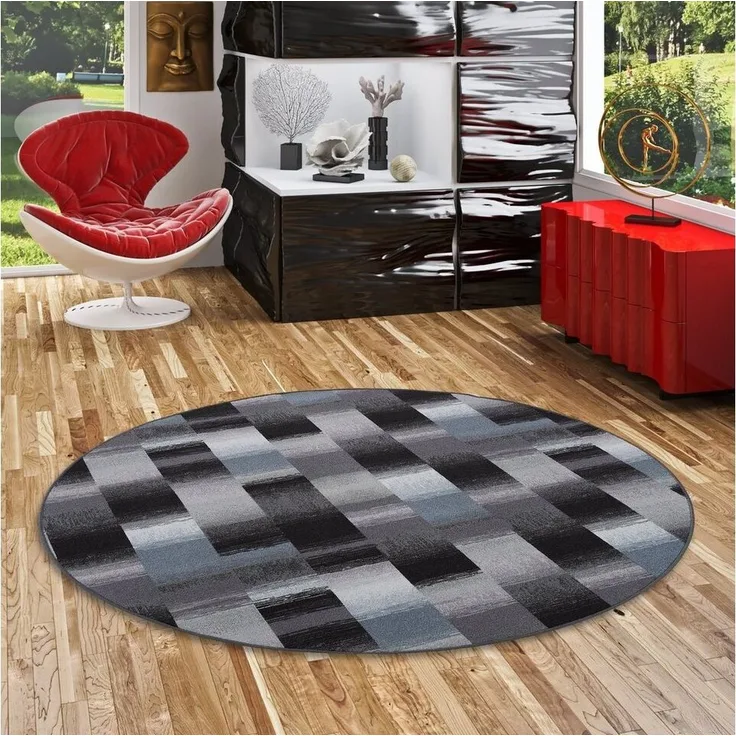 Snapstyle Designteppich Designer Velour Teppich Mystic Karo Rund, Rund, Höhe: 6 mm