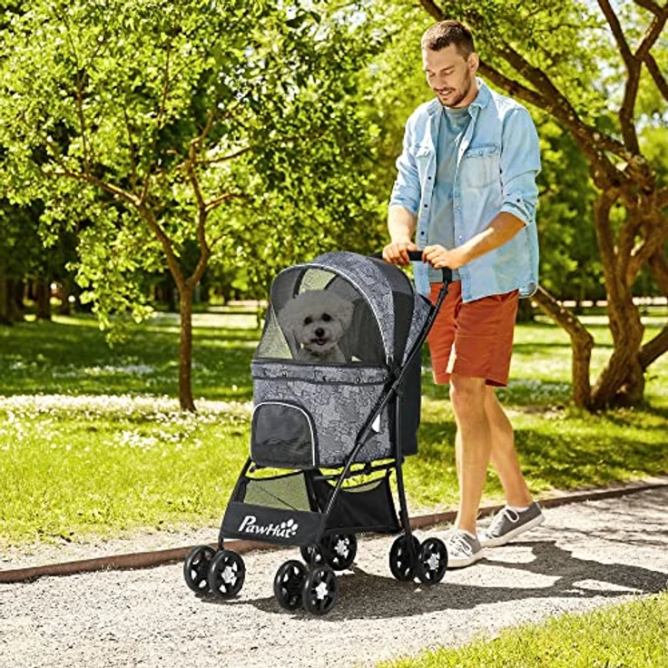 PawHut Hundebuggy Hundewagen, klappbar, 1 Korb, 1 Kissen, (1-tlg), Hundebuggy – Bild 3