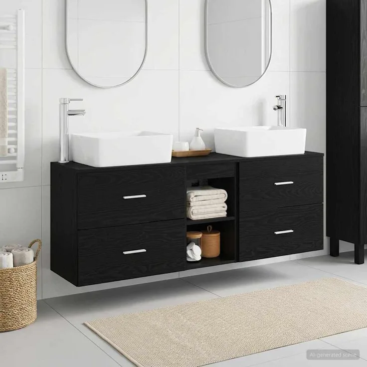 vidaXL Badezimmerschrank-Set 3 stk. Schwarz 136 x 35 x 80 cm 3405852