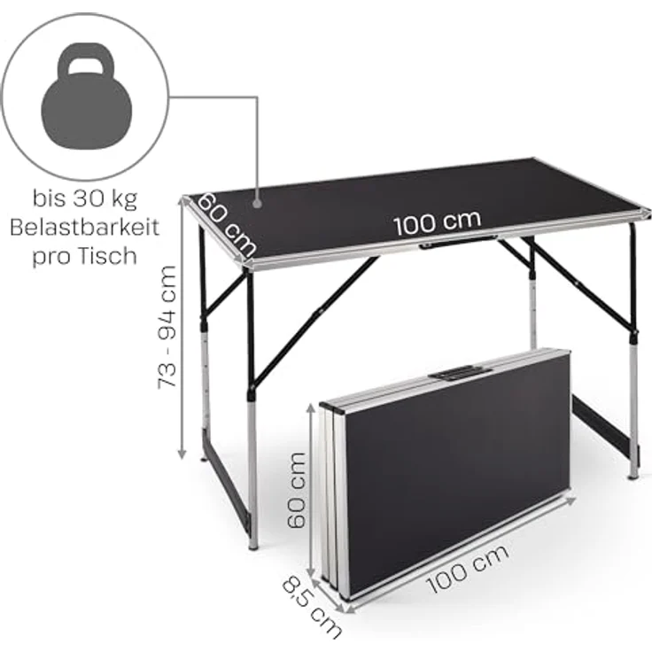 Raburg Arbeitstisch Multifunktionstisch, 3-teilig, Alu, 3 x 100 cm x 60 cm, Raburg Olli (Set, 3er-Set), 4-fach höhenverstellbar, pro Tisch bis 30 kg Belastbar – Bild 10
