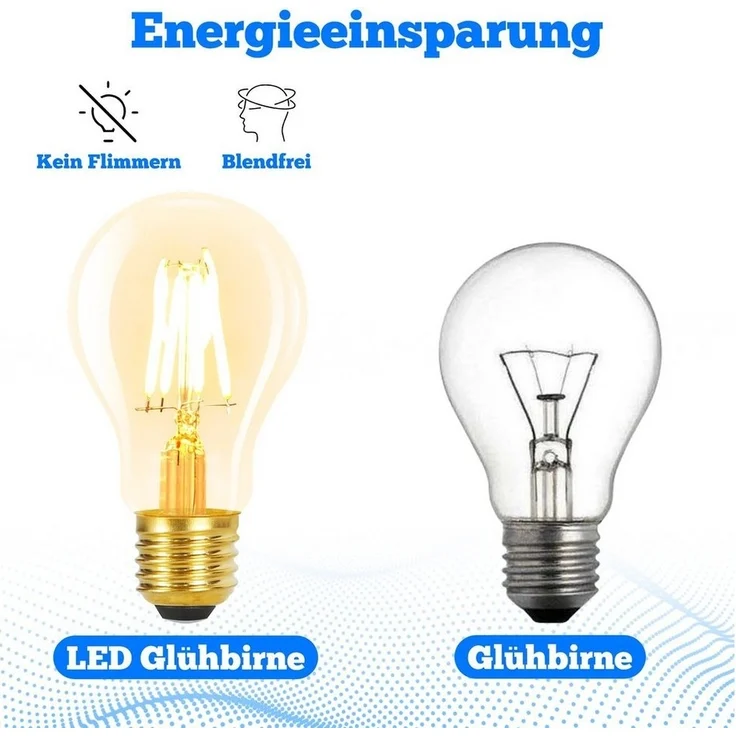 Nettlife LED-Leuchtmittel Glühbirne 6St 4W 2700K E27 Vintage Edison A60 Leuchtmittel, E27, 6 St, Warmweiss – Bild 3
