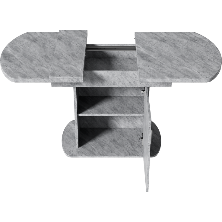 Ausziehbarer Esstisch mit Stauraum in Betonoptik, 110/130x70x75 cm, Grau – Bild 9