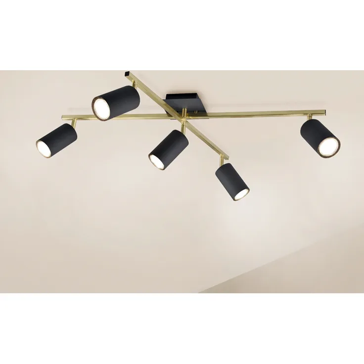 Trio Leuchten 5er Spot Marley schwarz-matt-messing 77,4x57,4 cm GU10 35 W