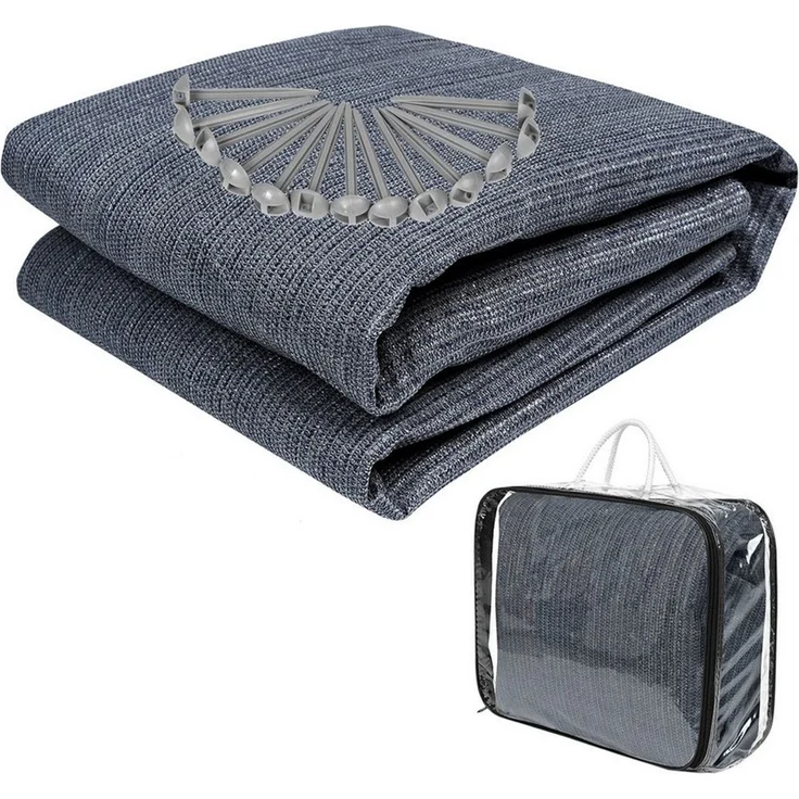 FIVMEN Outdoorteppich Vorzeltteppich Camping Matte HDPE Markisenteppich Bläulich-grau, 2x2m, mit Aluminiumschlaufen Zeltunterlage+Tragetasche Verschiedene Größen – Bild 5