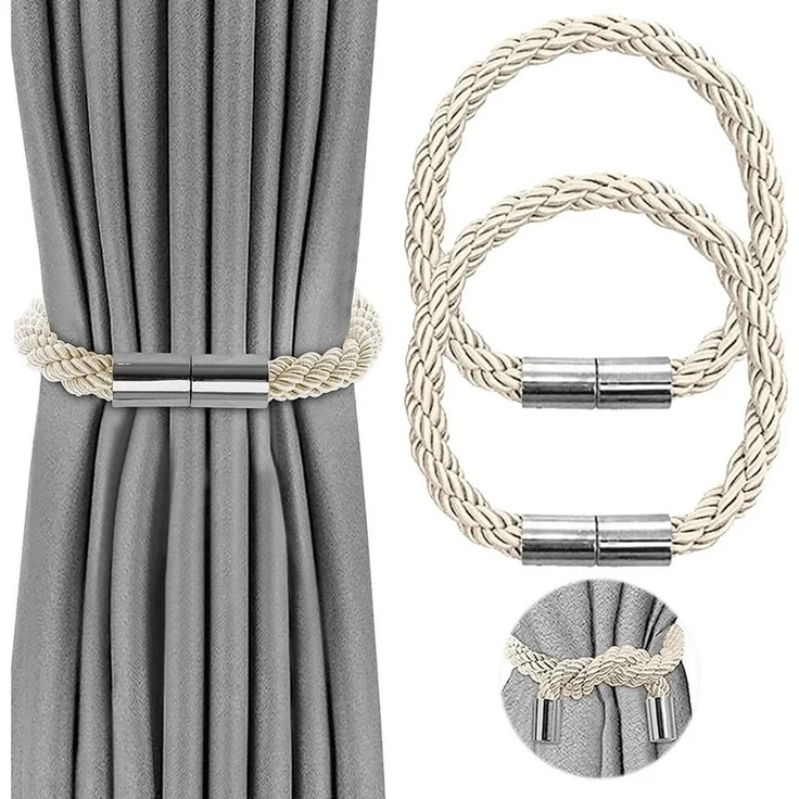 Agger Raffhalter Magnetische Vorhang Raffhalter, Raffhalter für Vorhänge mit Magnet, (2-tlg), Raffhalter für Gardinen Halterung Vorhang Halter Gardinen zubehör – Bild 1
