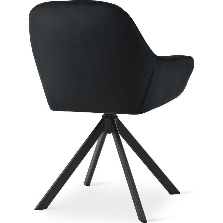 GOEURVANT 1370 Esszimmerstühle 2er-Set mit Armlehnen, 360° Drehbar, Samt - Schwarz – Bild 3