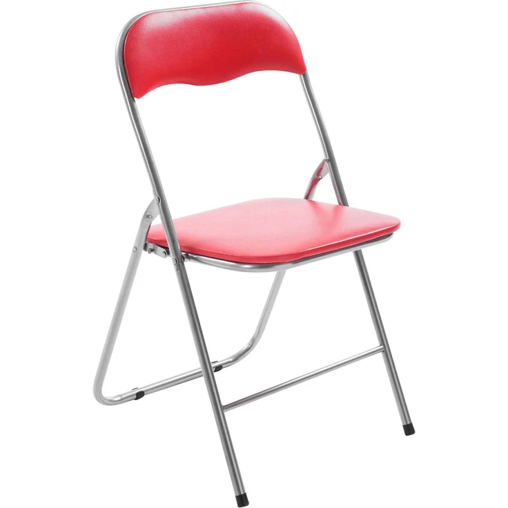 CLP 4er Set Klappstuhl Felix Klappbarer mit Kunstleder PVC Sitz Gepolstert - Farbe:rot/silber – Bild 2