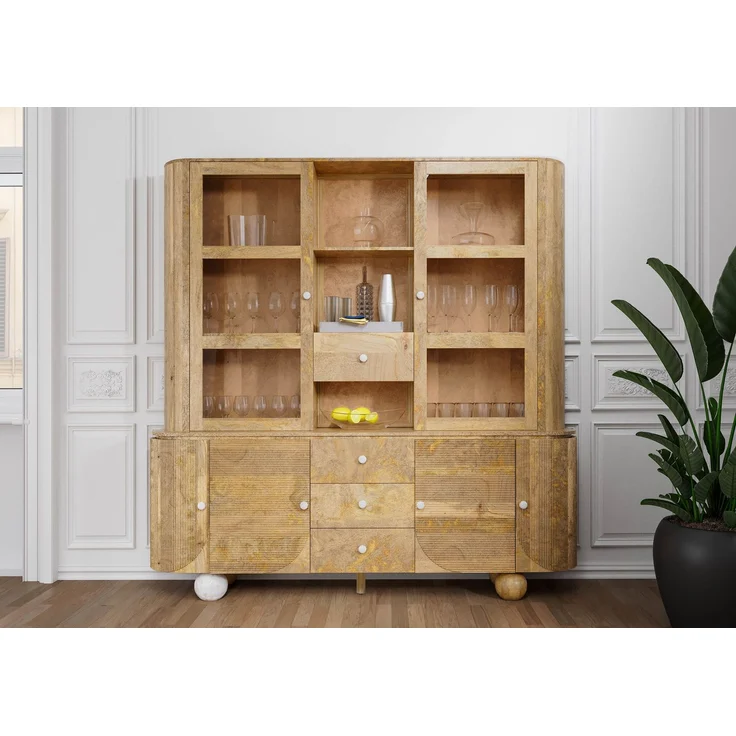 Buffet Mango 204 x 50 x 210 natur lackiert / Marmor weiß FLORENZ #125 – Bild 9