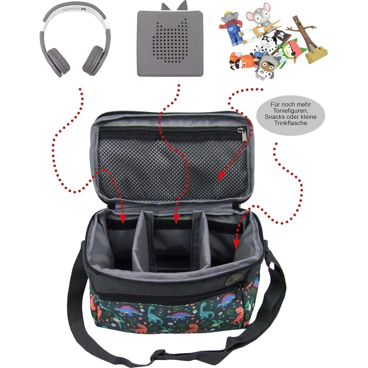 BambiniWelt by Rafael K. Aufbewahrungstasche Tasche für Toniebox Tigerbox für Musikbox Hörwürfel Innenfächer, innere Fächer dank Klettband frei verstellbar – Bild 3