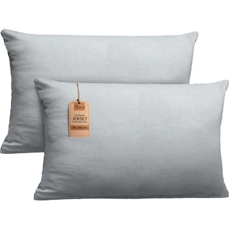 NatureMark 2er Pack Jersey Kissenbezug Kissenhülle Kissenbezüge Seitenschläferkissen Nackenkissen viele Größen und Farben ÖKO-TEX (40x60 cm (Nackenkissen geeignet), Silber grau) – Bild 2