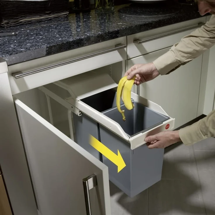 Hailo Schrank-Mülleimer Multi-Box Duo 2×14 L Cremeweiß Größe L 3659-001 415438 – Bild 3