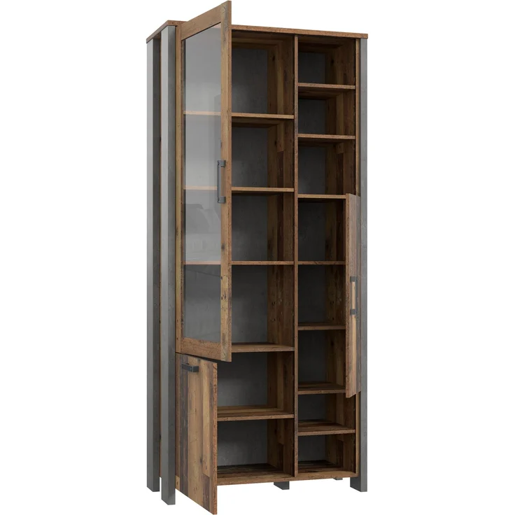 FORTE Clif Highboardvitrine, Holzwerkstoff, Grau/Braun, 91,6 x 205,4 x 41,4 cm – Bild 4