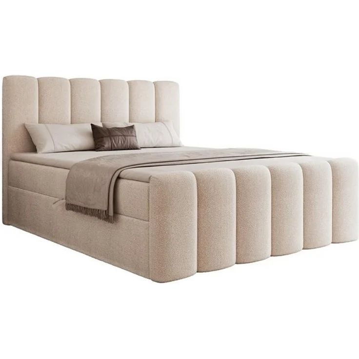 Compleo Boxbett BUBBLE, Wolkenbett, Bequem, Bonell, Topper, Doppelbett gepolstertes Kopfteil mit Bettkasten – Bild 4