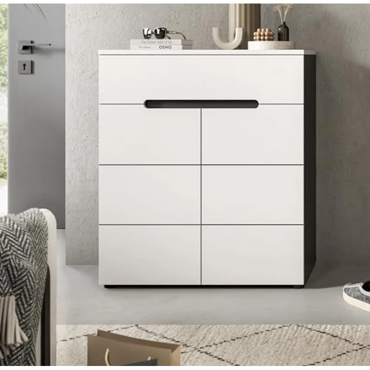 Schuhkommode (B/H/T: 80x94x37 cm) in weiß Nachbildung – Bild 7