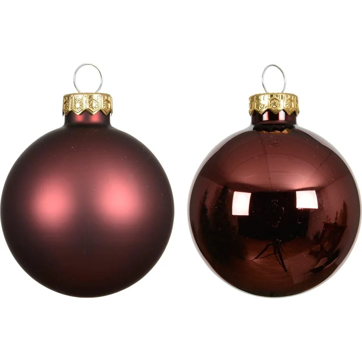 Kaemingk Weihnachtsbaumkugel, Weihnachtskugeln Glas 8cm 6 Stück - Kastanienbraun