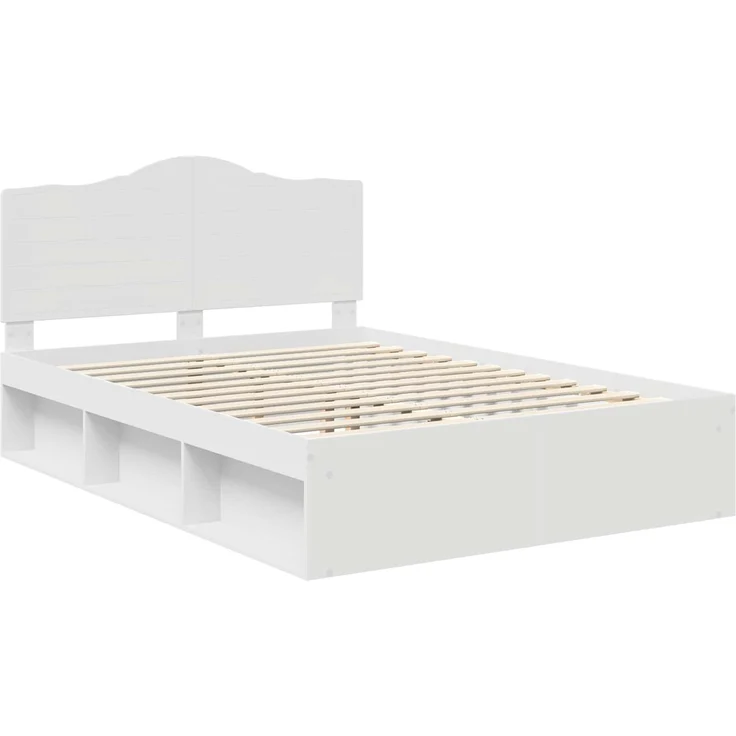 vidaXL Bettrahmen mit Kopfteil Weiß 160 x 200 cm Massives Kiefernholz 3413281 – Bild 3