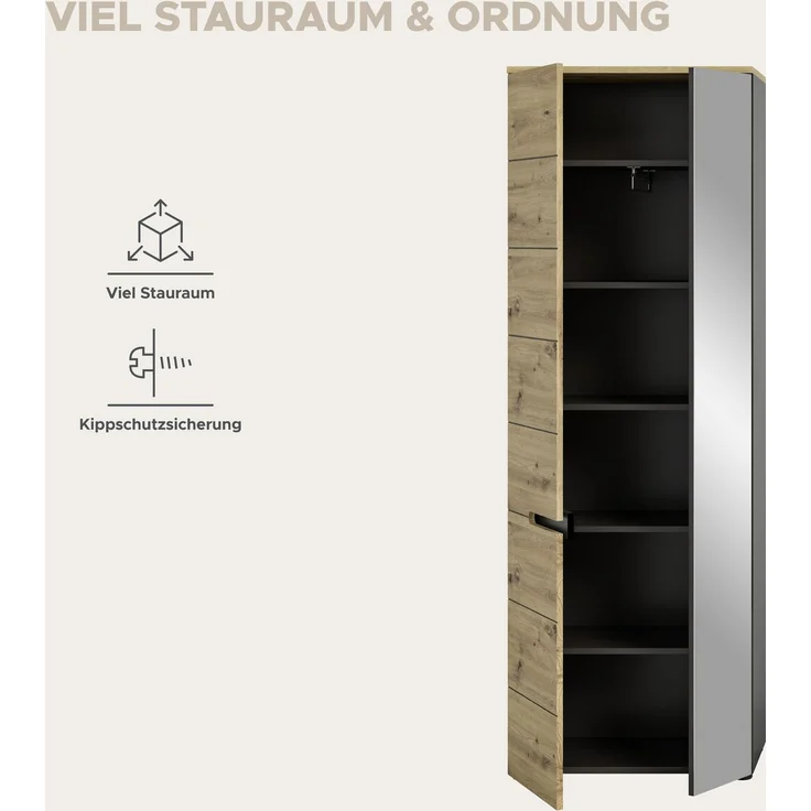 Garderobenschrank Canu - Artisan Eiche / Basalt Grau – Bild 11