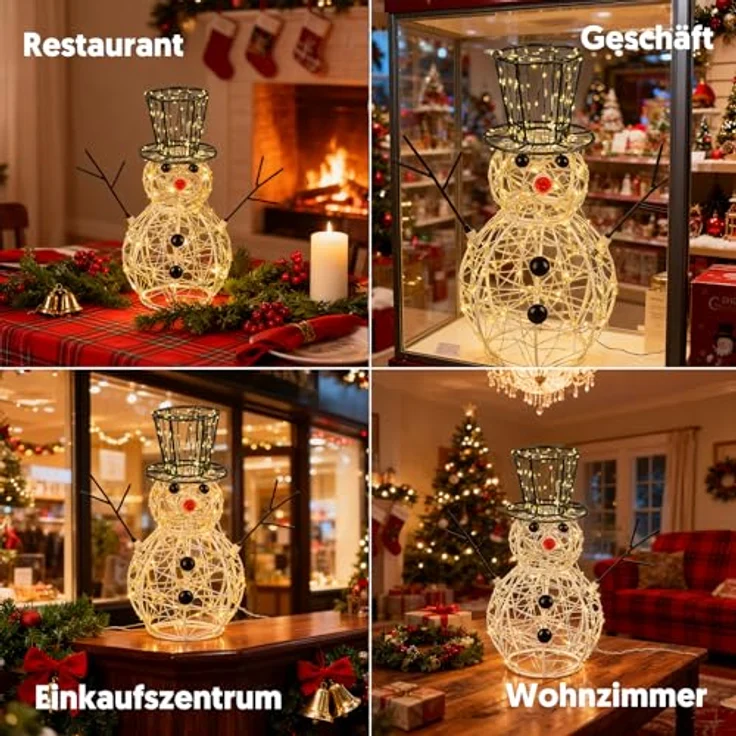 LEDYA Schneemann Weihnachtsbeleuchtung, 400 LEDs Warmweiß, 31 cm LED Schneemann Lichterkette mit Timer, Netzbetrieben, Innen- & Außenbereich, Weihnachtsdeko Schneemann für Haus, Garten, Hof, Party – Bild 8