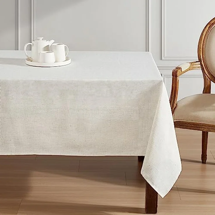 Laura Ashley Dothan Luxuriöse Tischdecke aus Leinenmischung für formelle Abendessen, Urlaub, Hochzeit oder Party, 152,4x213,4 cm, Taupe – Bild 3