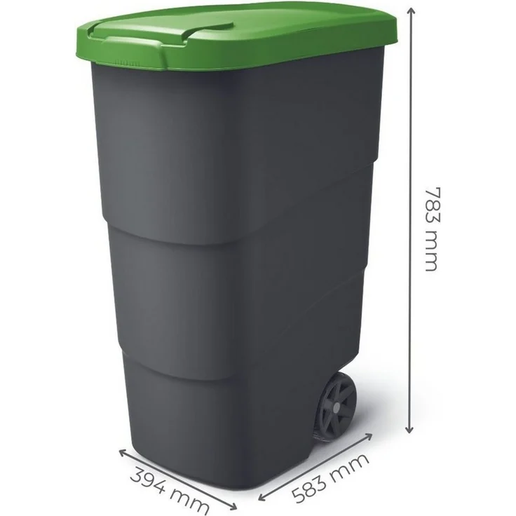 Prosperplast Mülltonnenbox Mülleimer Mülltonne Abfallbehälter Abfallcontainer 90L, Deckelverriegelung, Mit Deckel, Mit Griff, Mit Rädern, Wetterresistent – Bild 2