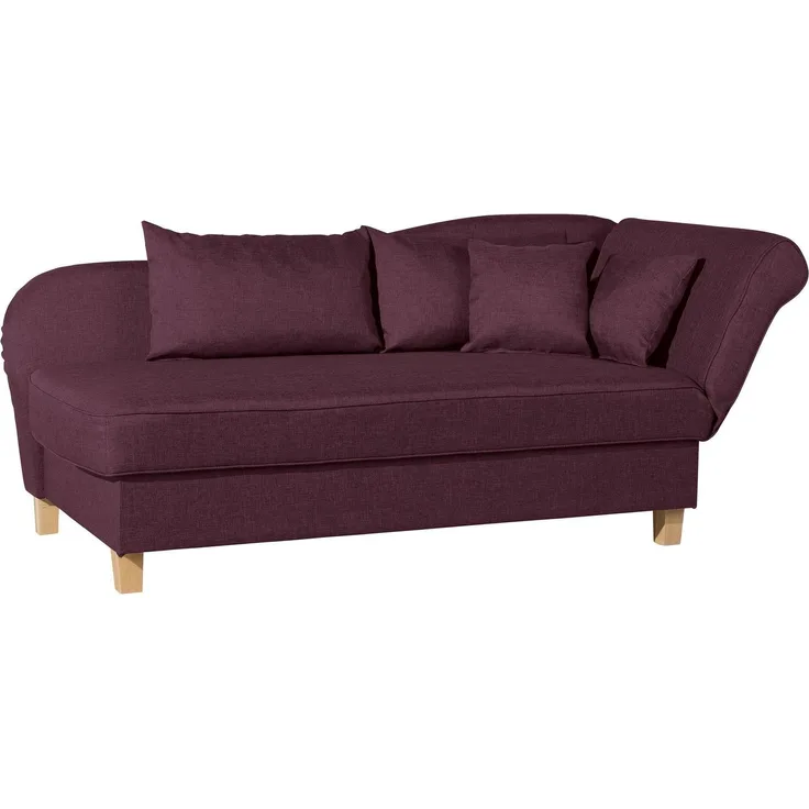 Recamiere mit Armteil rechts klappbar Katia Bezug Flachgewebe Buche natur / burgund 22665