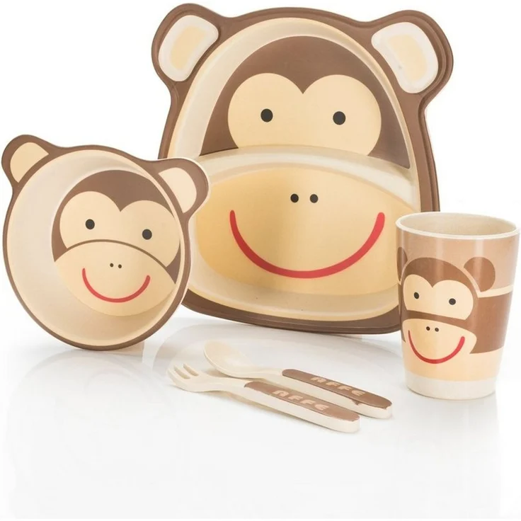 all Kids United Kindergeschirr-Set ALL KIDS UNITED 5-tlg. Kindergeschirr-Set mit Tier-Motiv (5-tlg), BPA-freier Kunststoff, Teller, Schüssel, Besteck, Becher – Bild 5