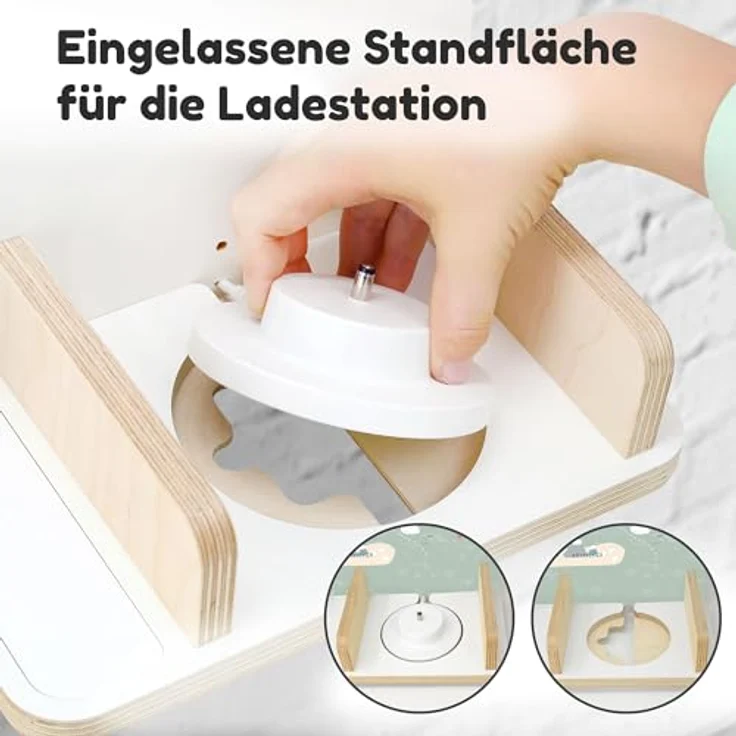 stadtecken Holzregal für Musikbox I Geeignet für die Toniebox und ca. 35 Tonies I Perfekte Tonie Aufbewahrung im Kinderzimmer I Zum Aufstellen oder Aufhängen I Atlas, mit schmalen Boden – Bild 9