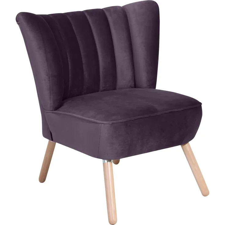 Sessel Kadisha Bezug Samtvelours Buche natur / purple 21104