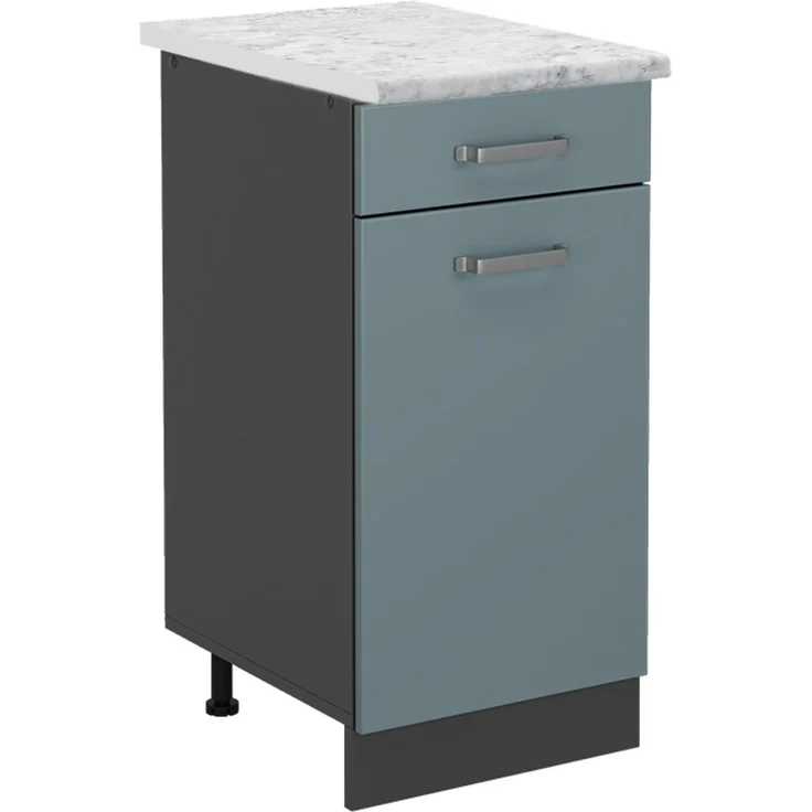 Küchenunterschrank R-Line Blau-Grau 40 cm AP Marmor Vicco – Bild 1